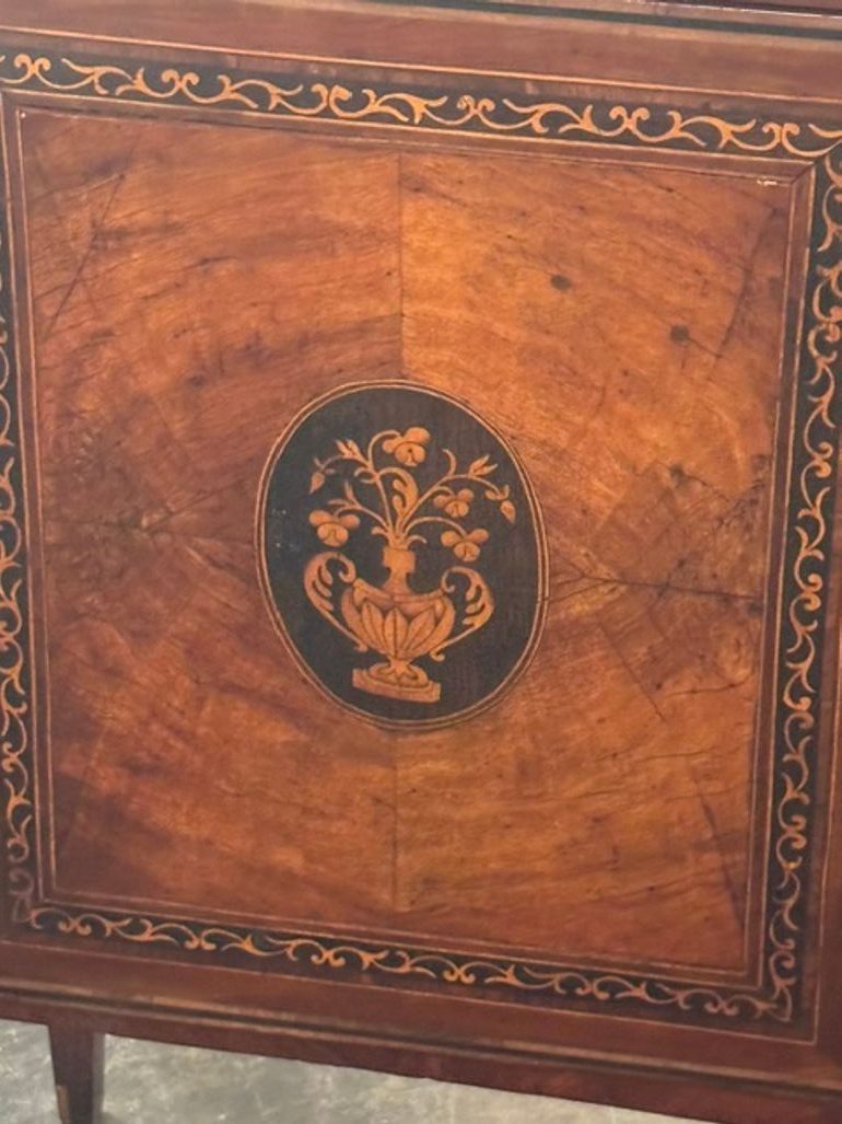 Early 19th Century Italian Inlaid Walnut Marble Top Side Table - Image 4