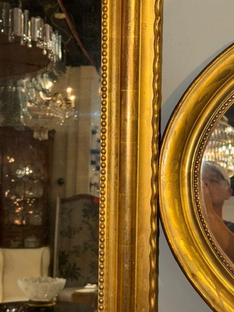 19th c. French Louis Philippe Giltwood Mirror in Rare Wide Scale - Image 4