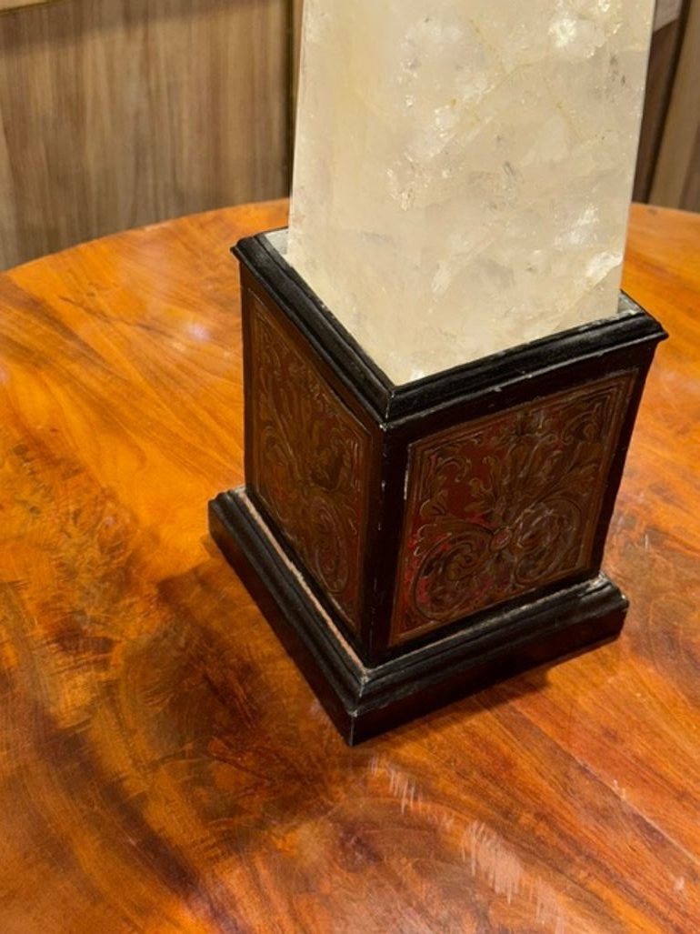 Large 19th c. French Rock Crystal and Boulle Obelisk - Image 4
