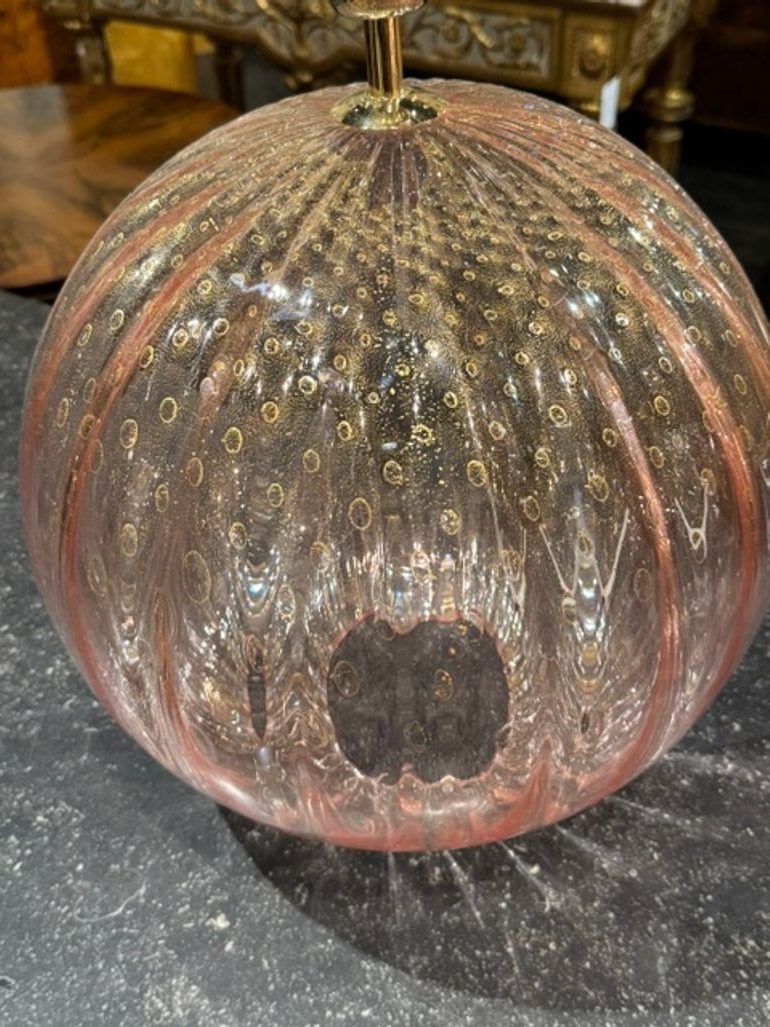 Pair of Large Scale Pink Murano Globe Lamps - Image 4
