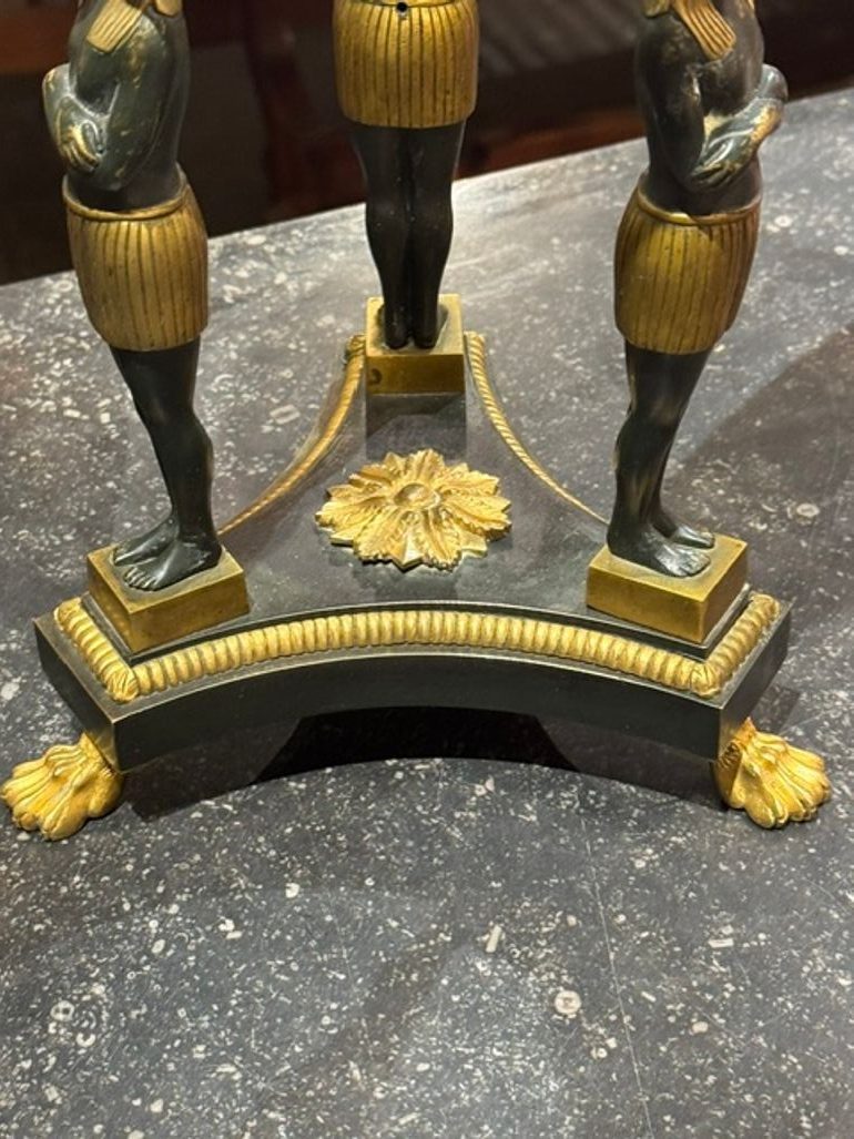 Fine Pair of 19th c. French Empire Bronze and Crystal Centerpieces - Image 4