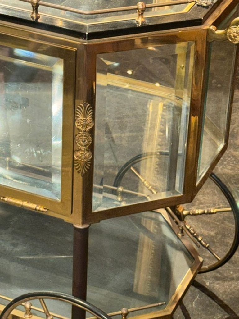 Vintage French Gilt Brass Bar Cart - Image 4