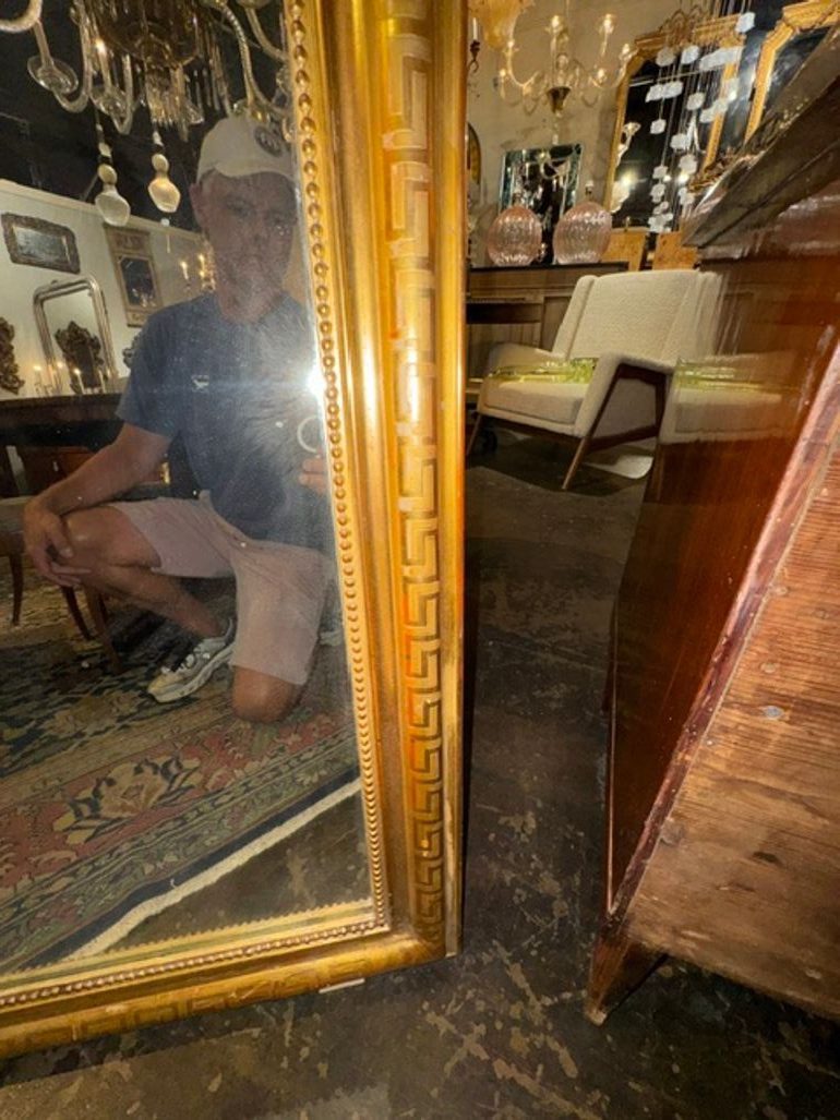Fine 19th c. French Louis Philippe Mirror with Greek Key Frame - Image 4