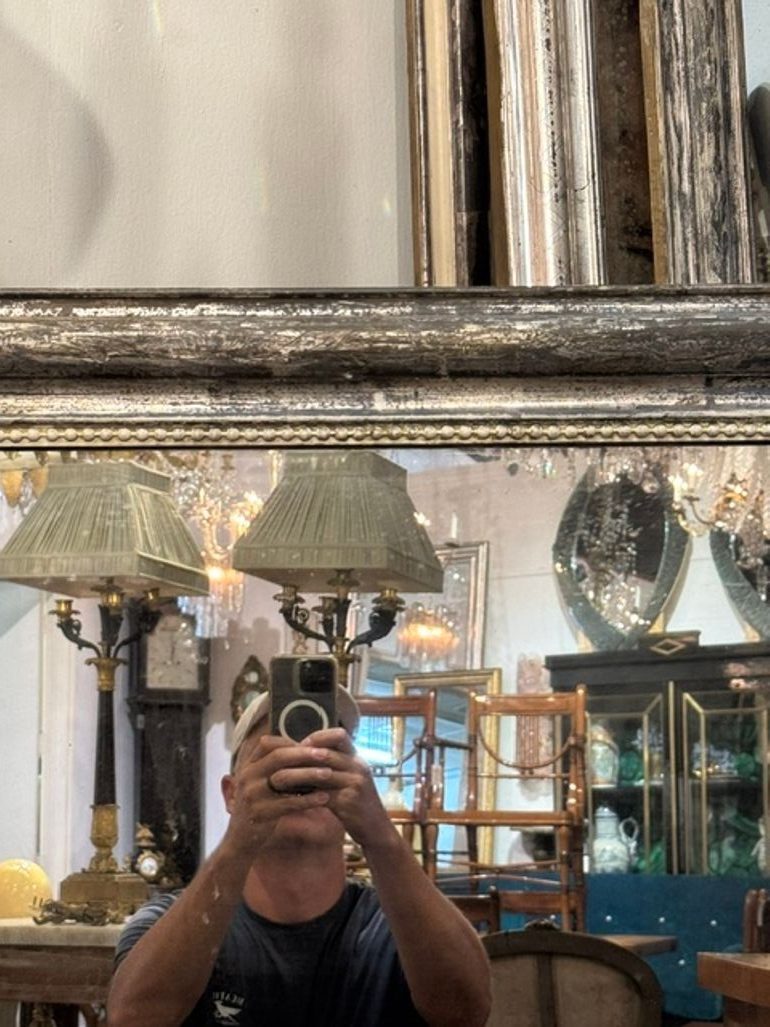 19th c. French Transitional Silver Leaf Mirror - Image 4
