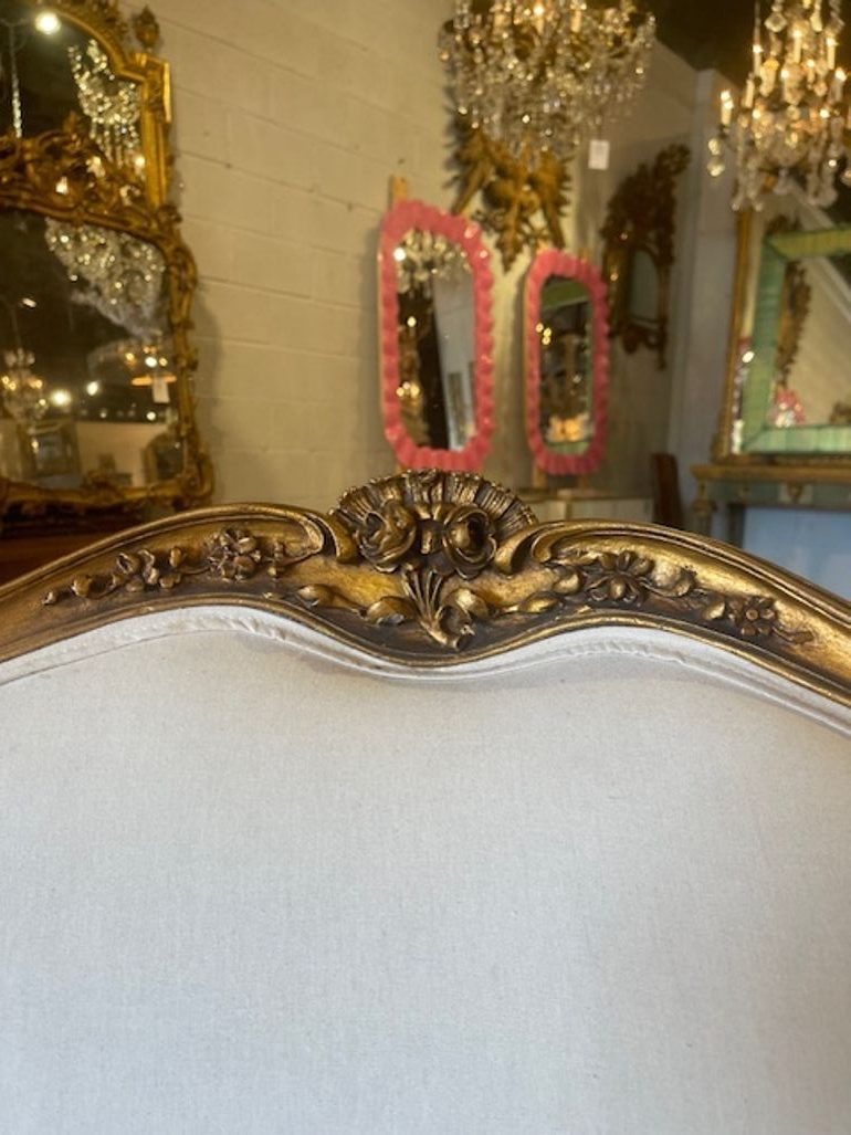 Late 19th c French Louis XV Giltwood Bergere - Image 5