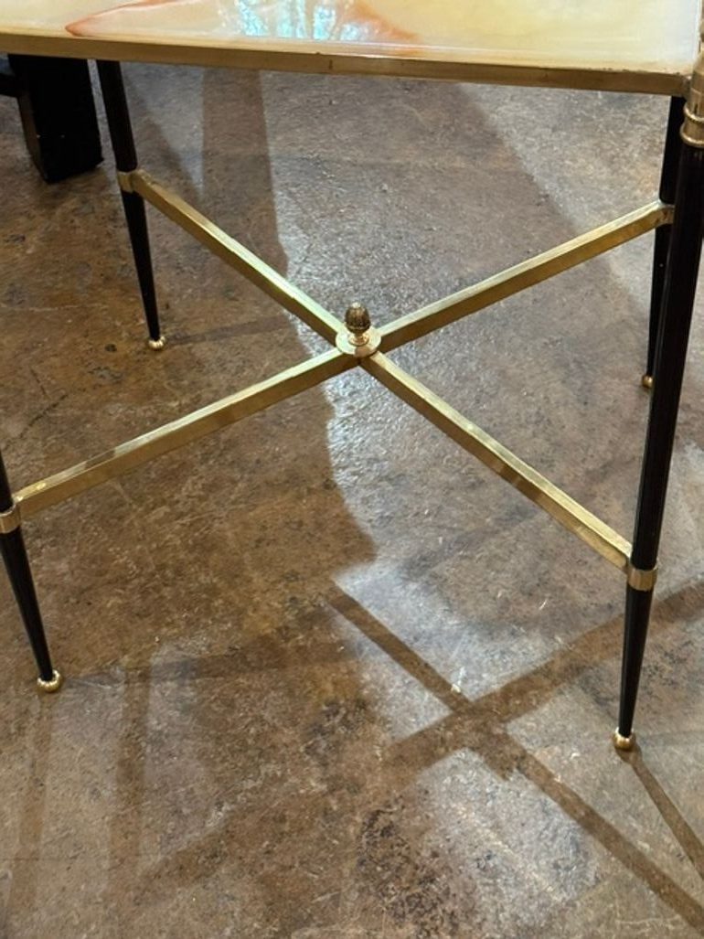 Pair of French Directoire’ Style Steel and Onyx Side Tables - Image 5