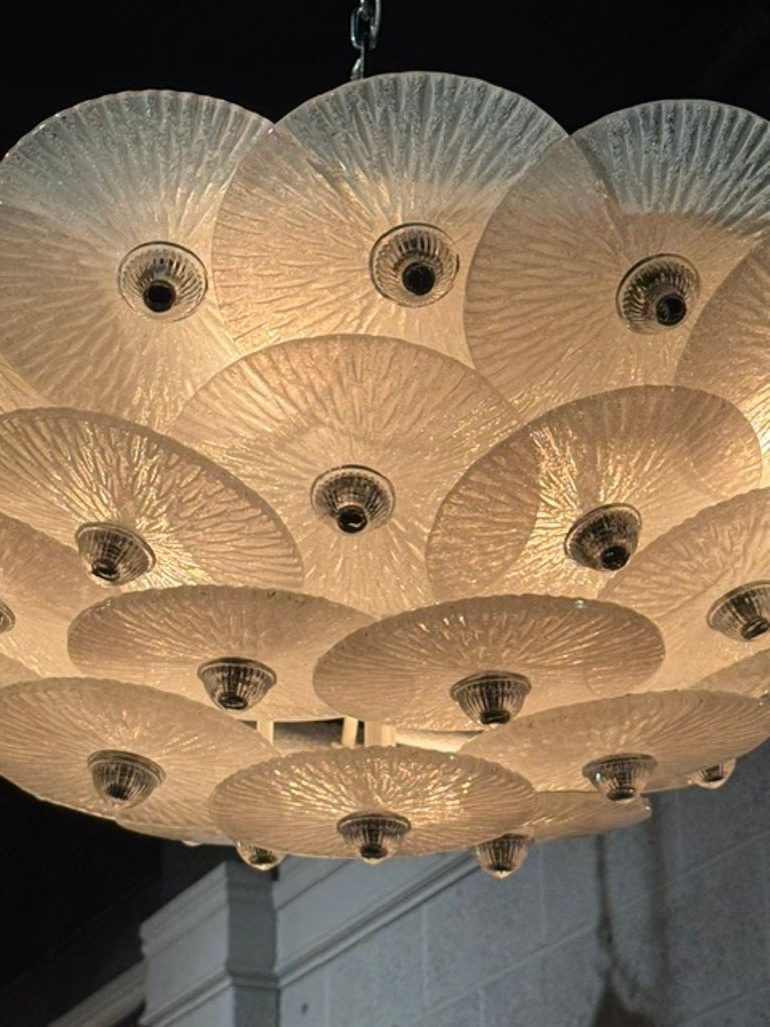 Murano Frost Disc Flush Mount Chandelier - Image 5