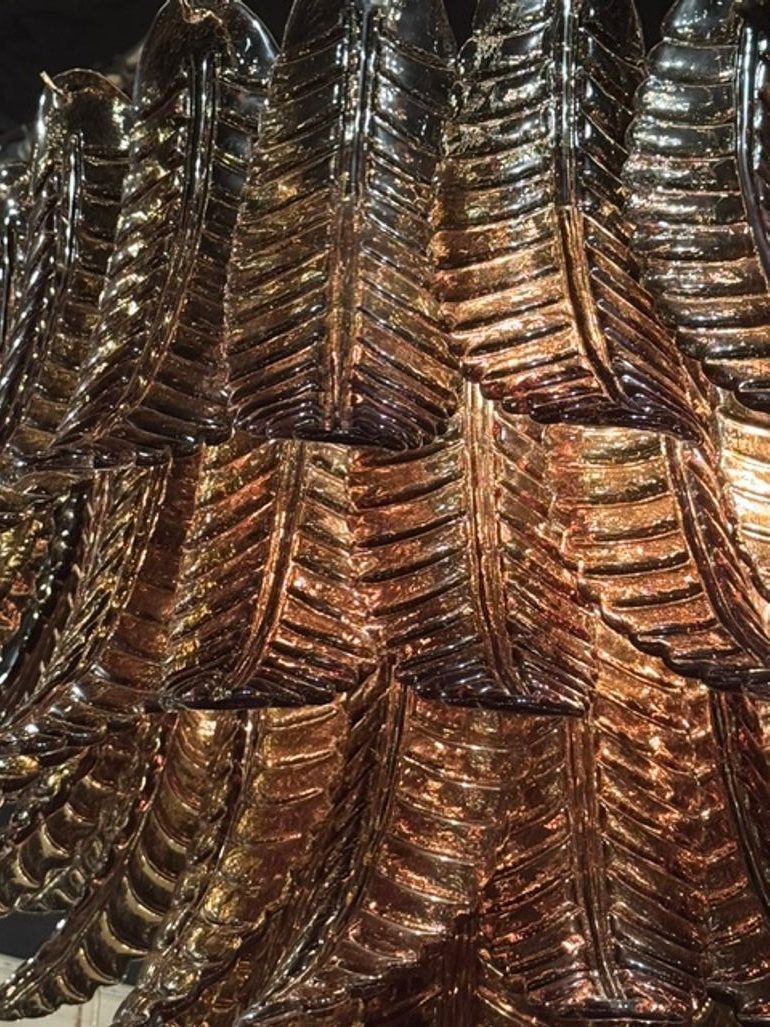 Murano Palm Leaf Chandelier in Tobacco Brown - Image 5