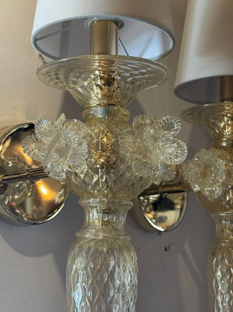 Murano Gold Venetian Style Flower Sconces - Image 5