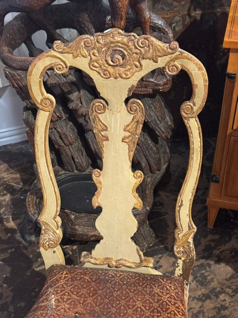 18th c. Italian Baroque Parcel Gilt Side Chair - Image 5