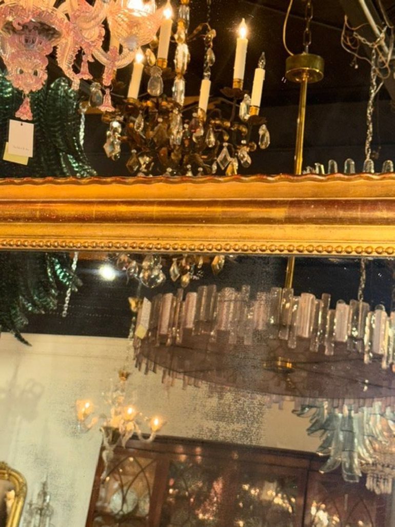 19th c. French Louis Philippe Giltwood Mirror in Rare Wide Scale - Image 5