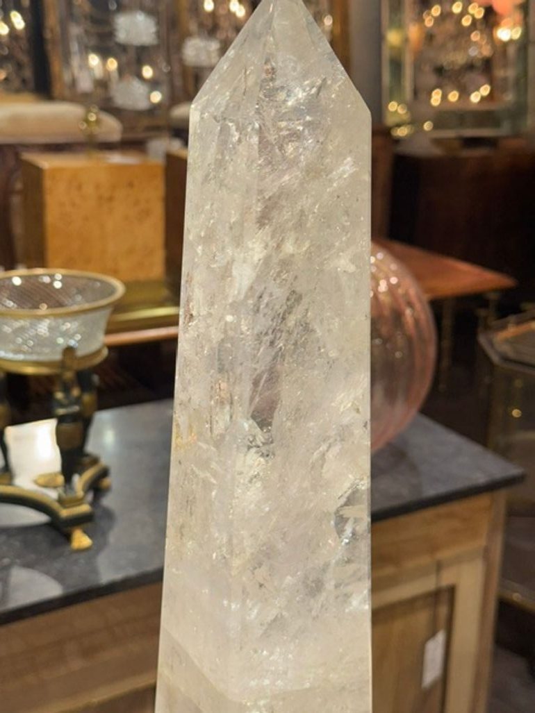 Large 19th c. French Rock Crystal and Boulle Obelisk - Image 5
