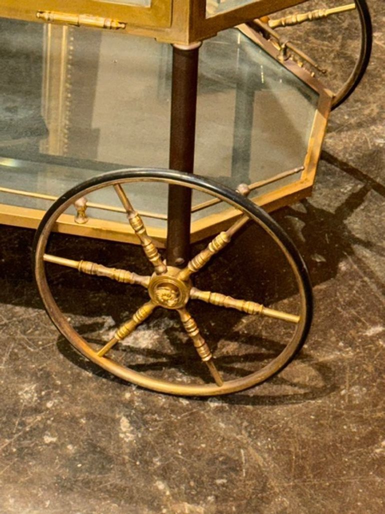 Vintage French Gilt Brass Bar Cart - Image 5