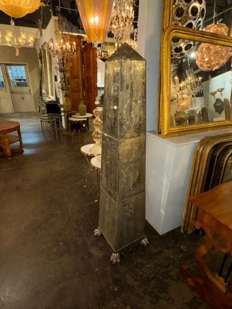 Large Vintage Italian Venetian Etched Glass Obelisk - Image 5