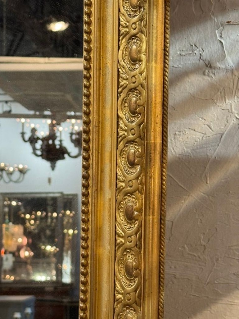 19th c. French Louis XV Giltwood Mirror - Image 6
