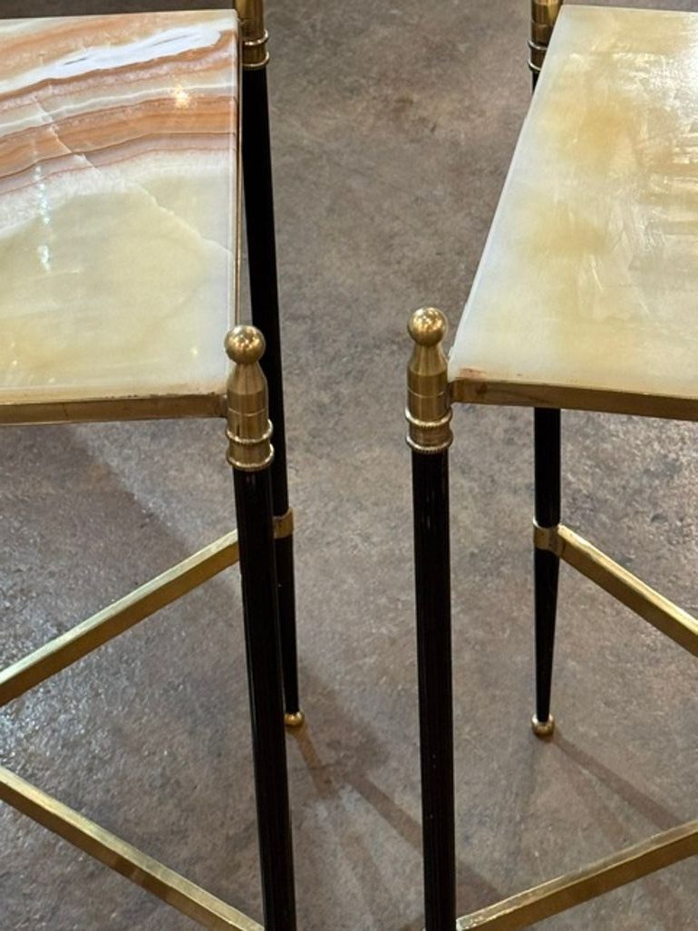 Pair of French Directoire’ Style Steel and Onyx Side Tables - Image 6