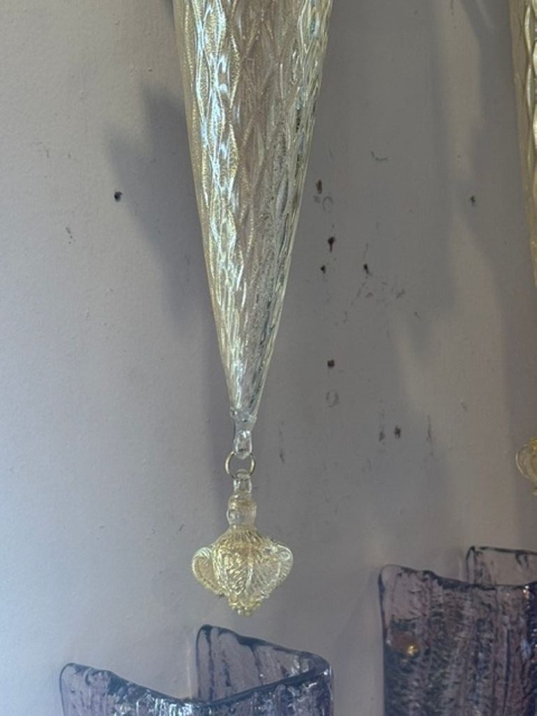 Murano Gold Venetian Style Flower Sconces - Image 6