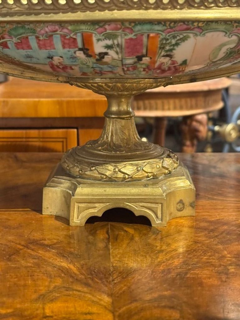 19th c. French Rose Medallion and Gilt Bronze Centerpiece - Image 6
