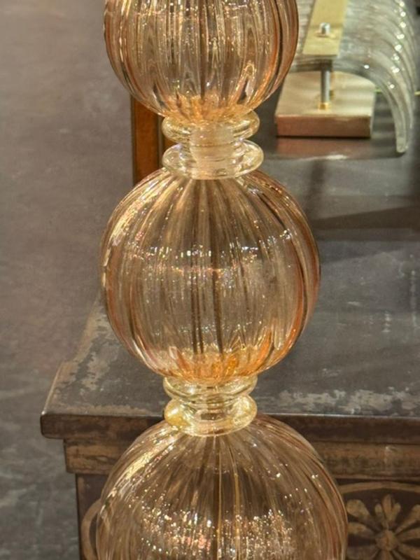 Pair of Large Scale Murano Peach and Gold Ball Form Lamps - Image 6