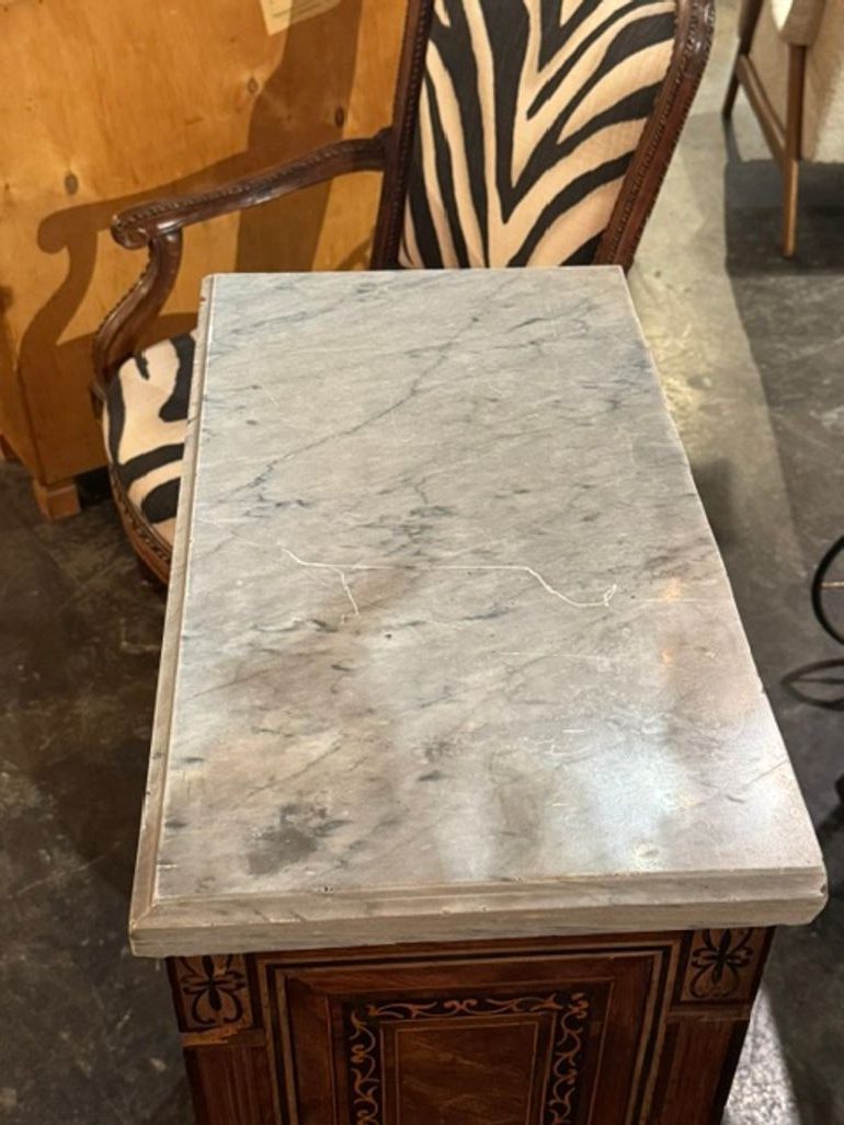 Early 19th Century Italian Inlaid Walnut Marble Top Side Table - Image 6