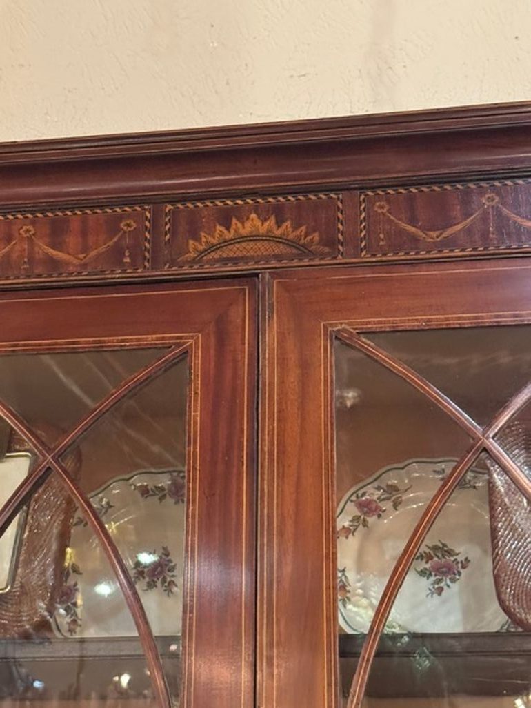 19th c. English George III Inlaid Mahogany Breakfront - Image 6