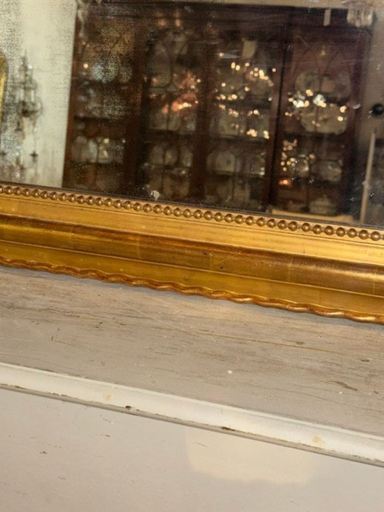 19th c. French Louis Philippe Giltwood Mirror in Rare Wide Scale - Image 6