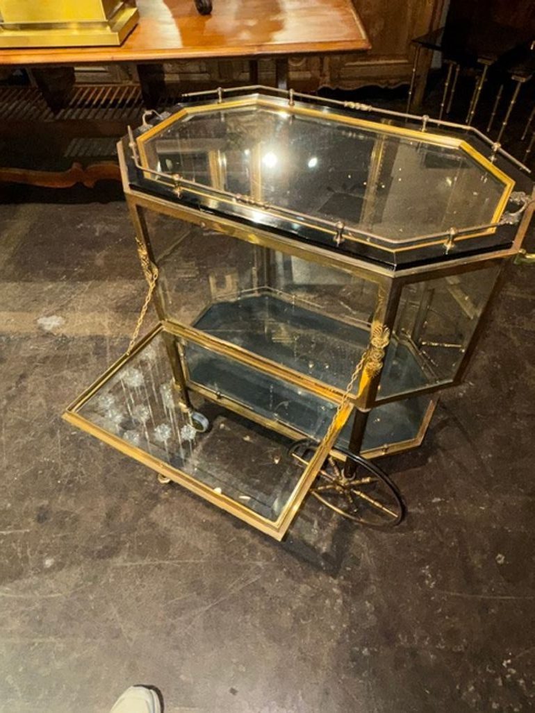 Vintage French Gilt Brass Bar Cart - Image 6