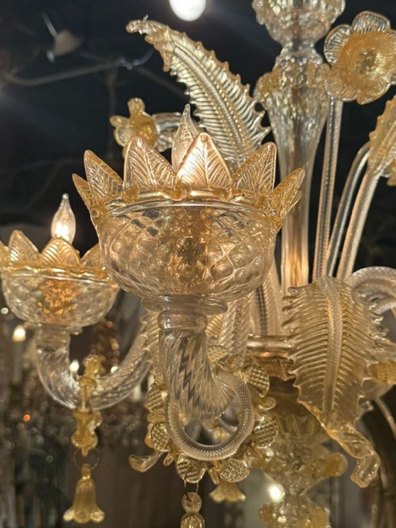 Murano Gold Venetian Style Chandelier - Image 6