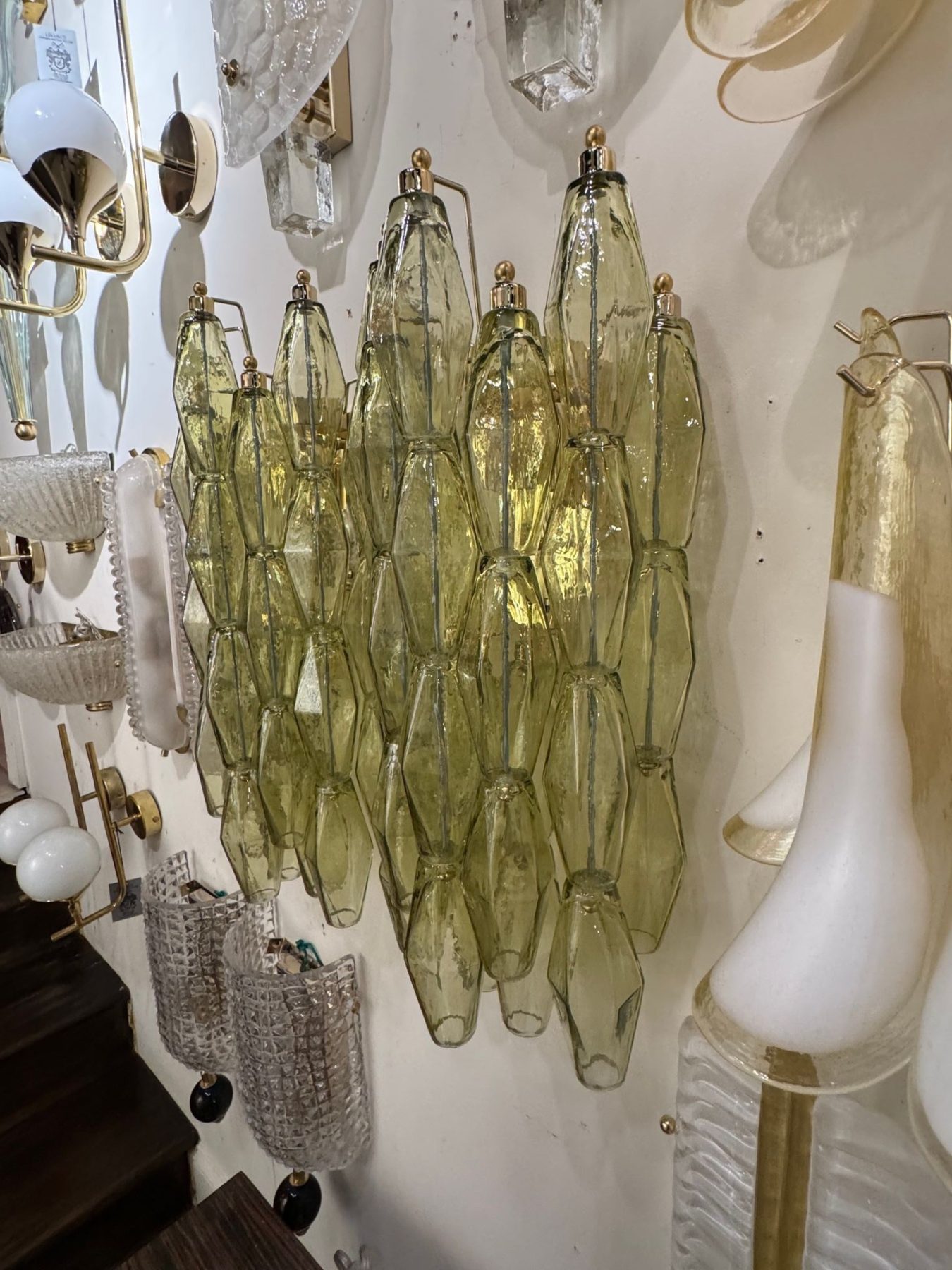 Pair of Murano Green Poliheder Sconces - Image 6