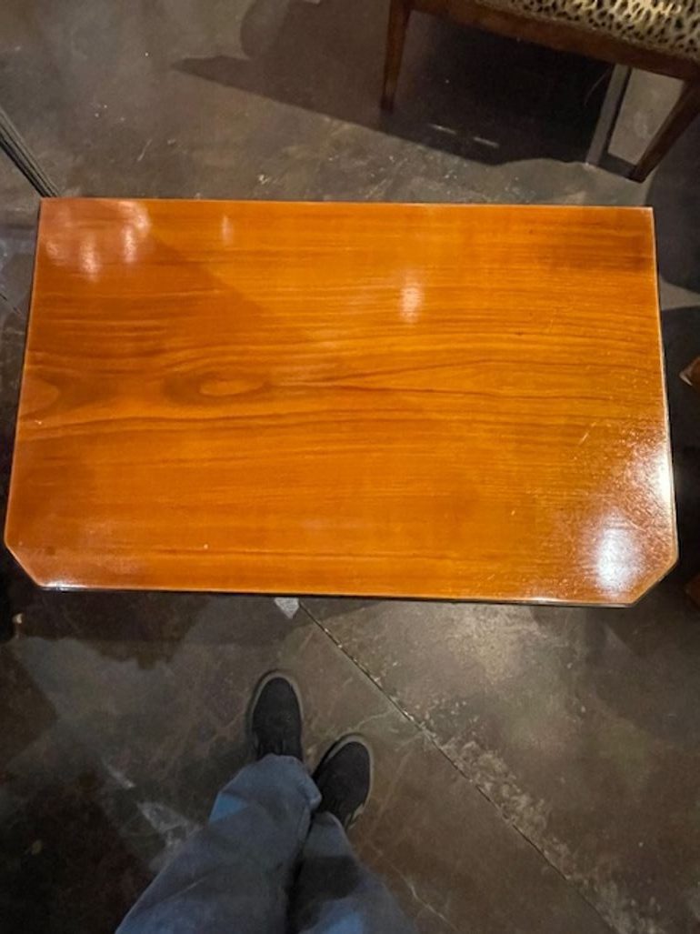 19th c. German Biedermeier Walnut Side Table - Image 7
