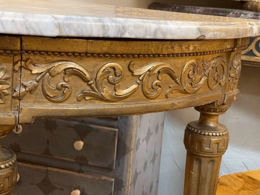 19th c. French Louis XVI Giltwood Console - Image 7
