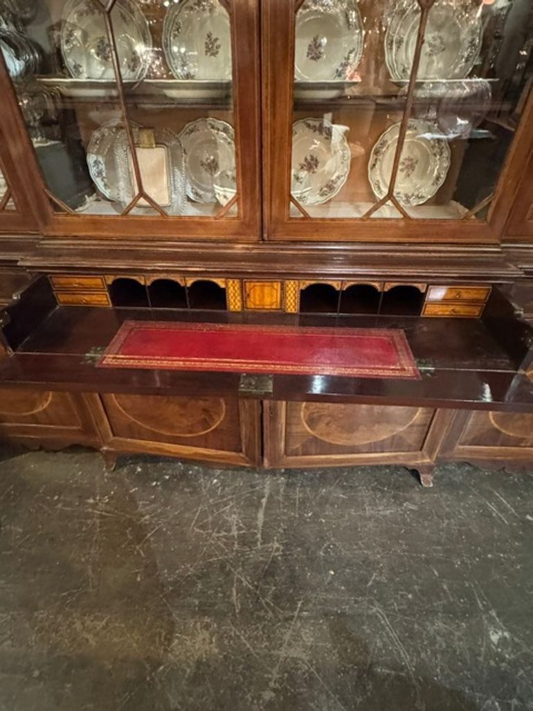 19th c. English George III Inlaid Mahogany Breakfront - Image 7