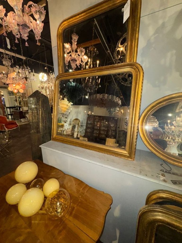 19th c. French Louis Philippe Giltwood Mirror in Rare Wide Scale - Image 7