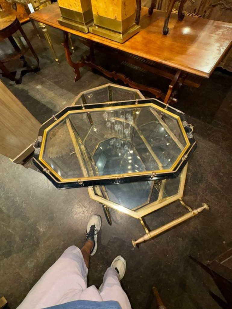 Vintage French Gilt Brass Bar Cart - Image 7