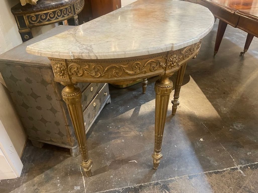 19th c. French Louis XVI Giltwood Console - Image 8