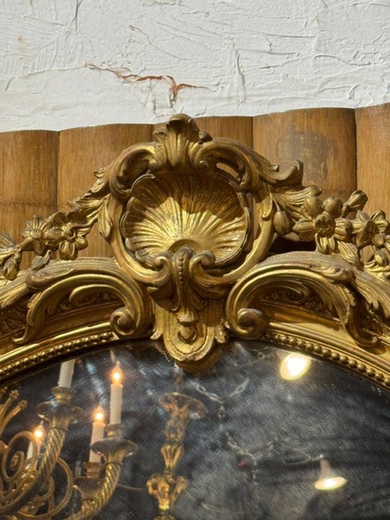 19th c. French Louis XV Giltwood Mirror - Image 8