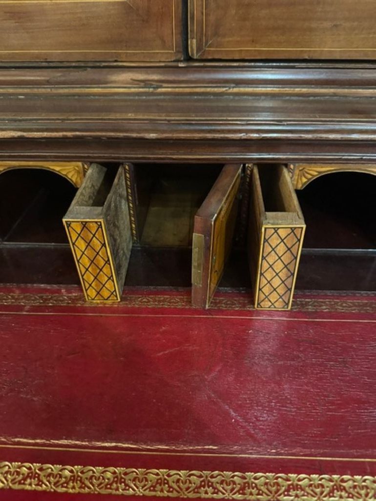19th c. English George III Inlaid Mahogany Breakfront - Image 8