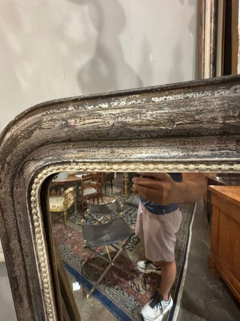 19th c. French Transitional Silver Leaf Mirror - Image 8