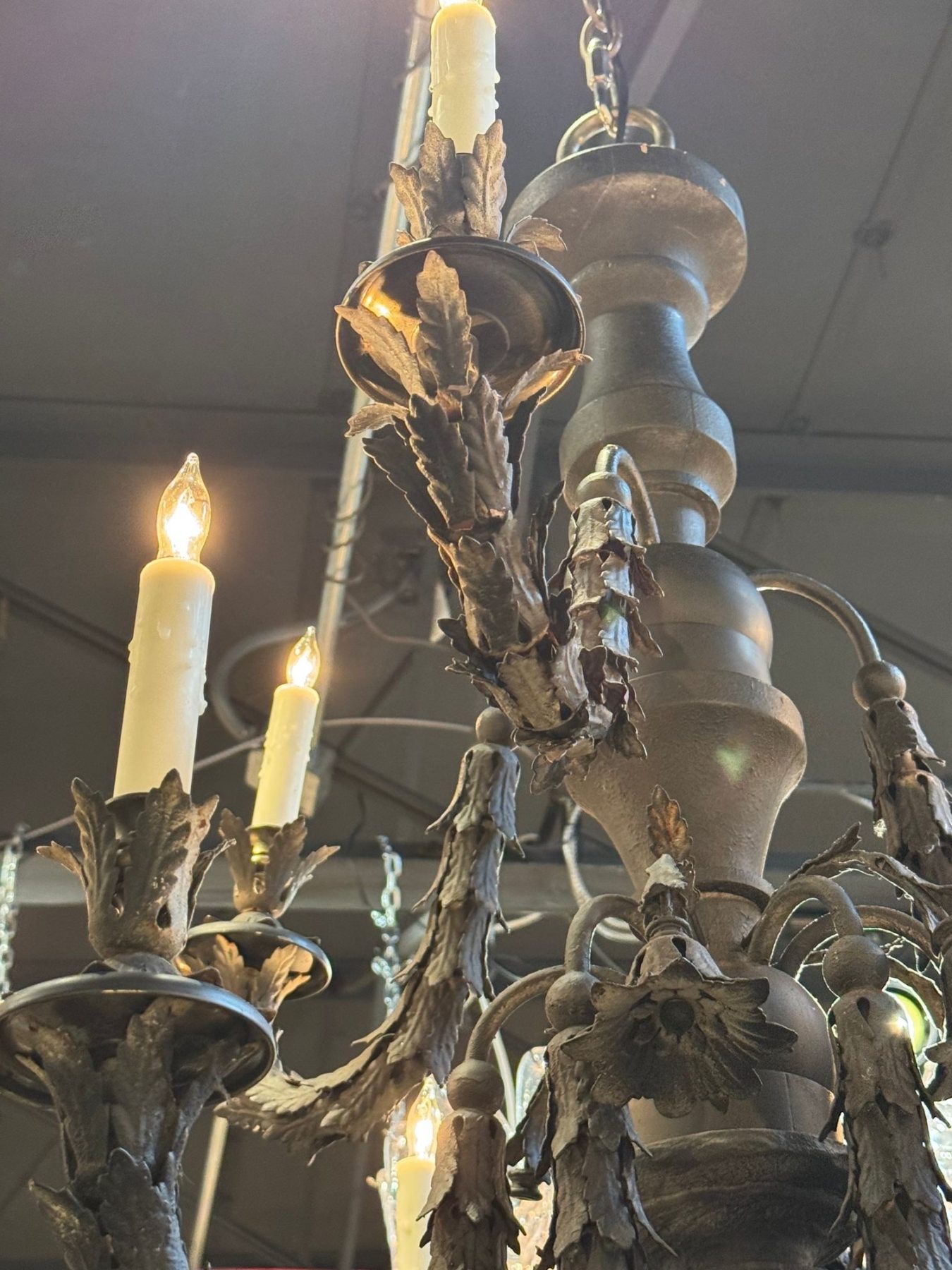 19th c. Italian Carved Wood and Iron Chandelier - Image 12