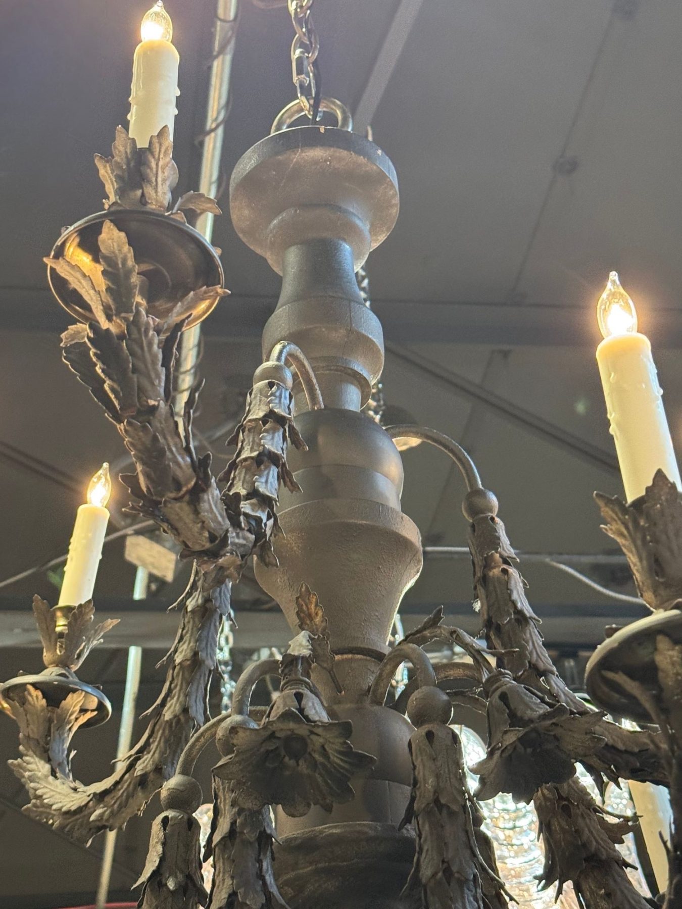 19th c. Italian Carved Wood and Iron Chandelier - Image 13