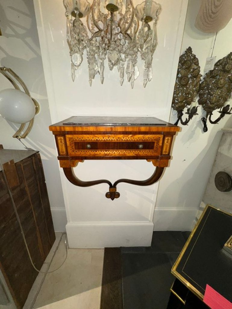 19th c. Italian Inlaid Mahogany Wall Console - Image 2