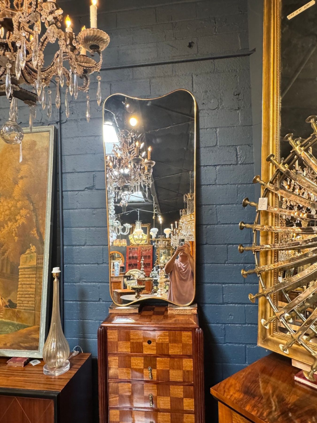 Italian Shaped Brass Mirror - Image 2