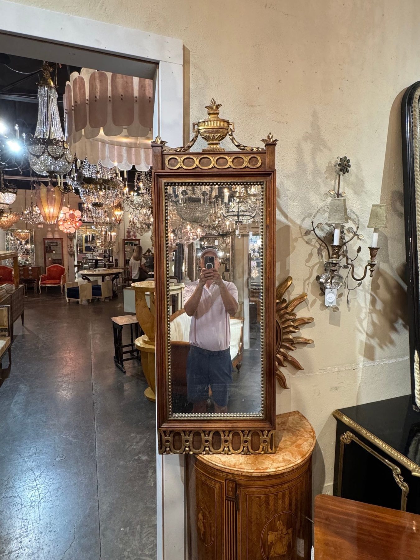 19th c. Swedish Walnut and Gilt Mirror - Image 2