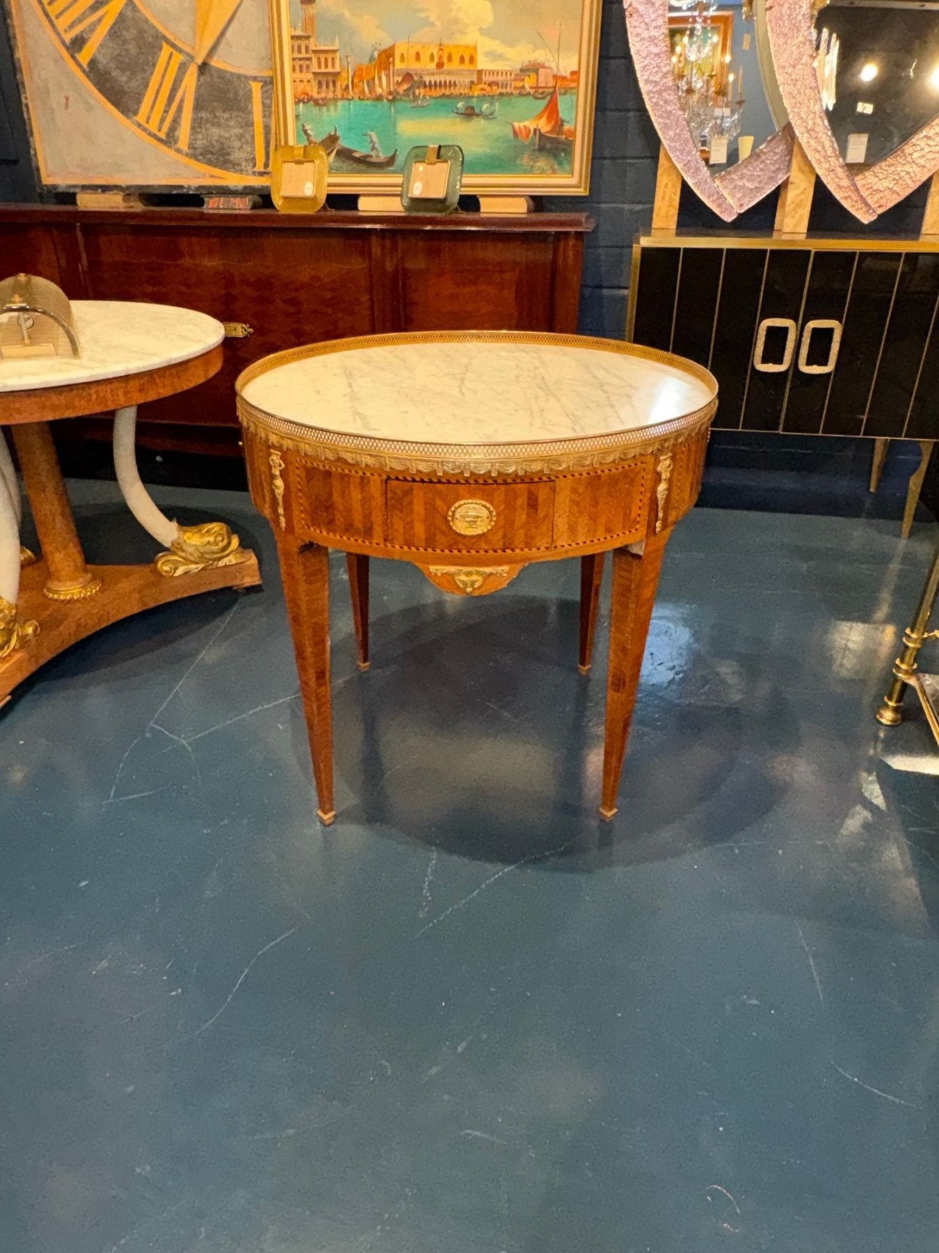 19th c. French Louis XVI Inlaid Center Table - Image 2