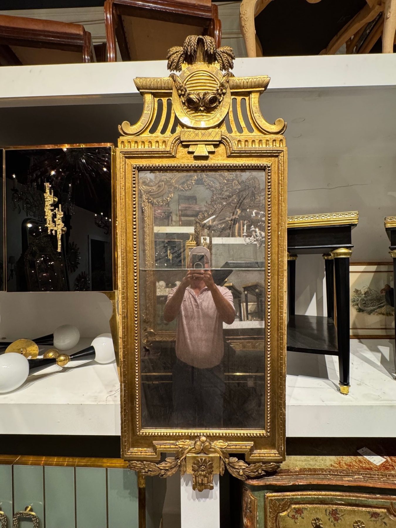 19th c. Swedish Neoclassical Giltwood Mirror - Image 2