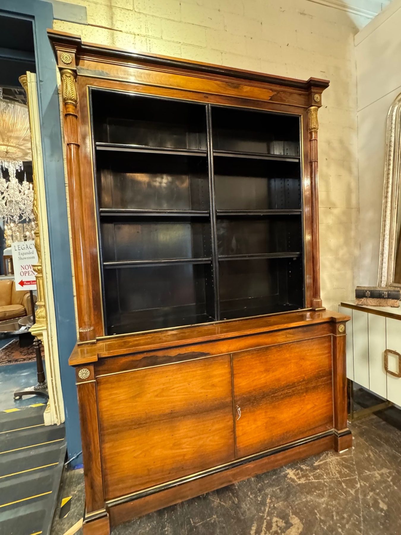 Pair of French Empire Walnut Display Cabinets - Image 2