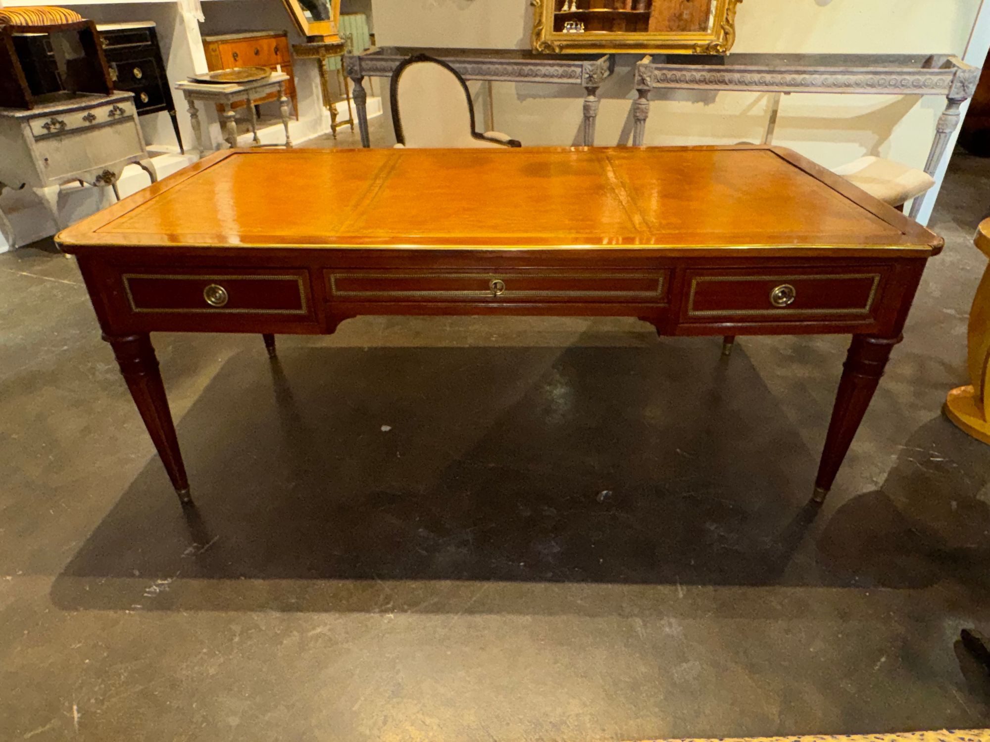 Large 19th c. French Louis XVI Walnut Bureau Plat - Image 2