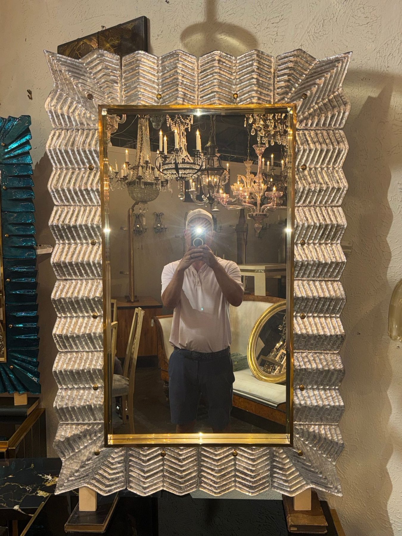 Murano Silver Glass Zigzag Mirror - Image 2