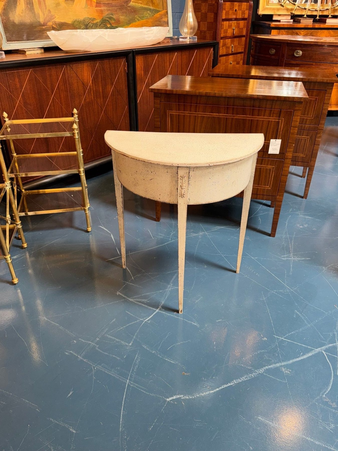 Swedish Gustavian Painted Demi-Lune Side Table - Image 2