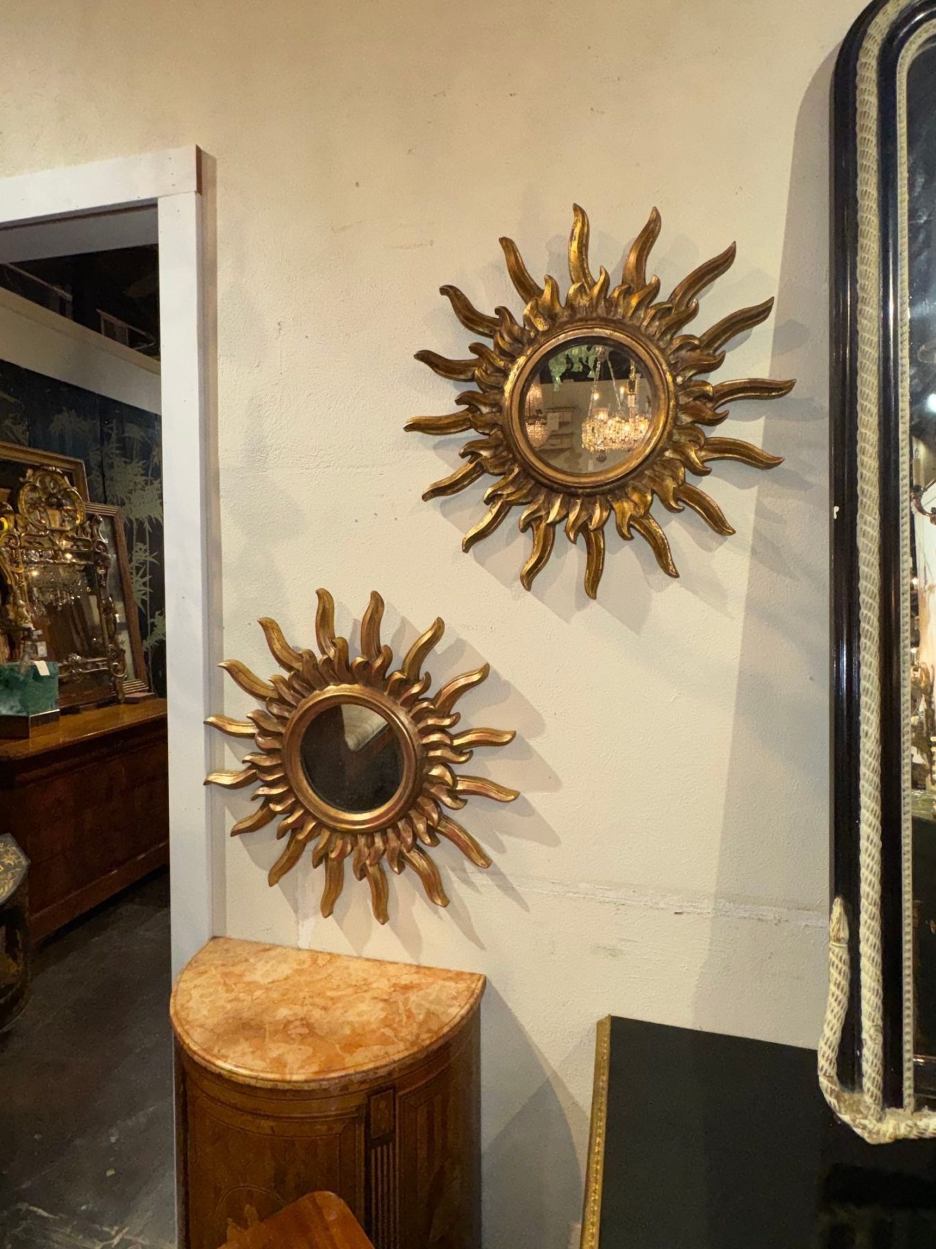 Pair of Italian Giltwood Sunburst MIrrors - Image 2